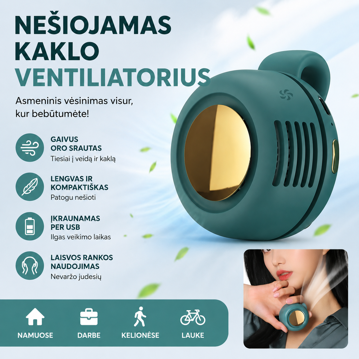 Mini Nešiojamas Ventiliatorius