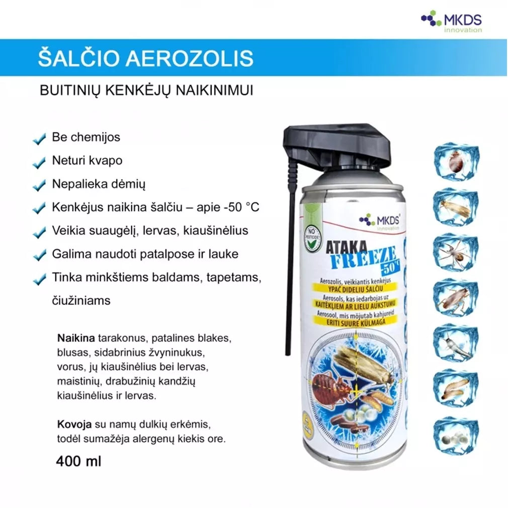 ATAKA FREEZE -50 °C mraziaci aerosól na hubenie hmyzu, 400 ml