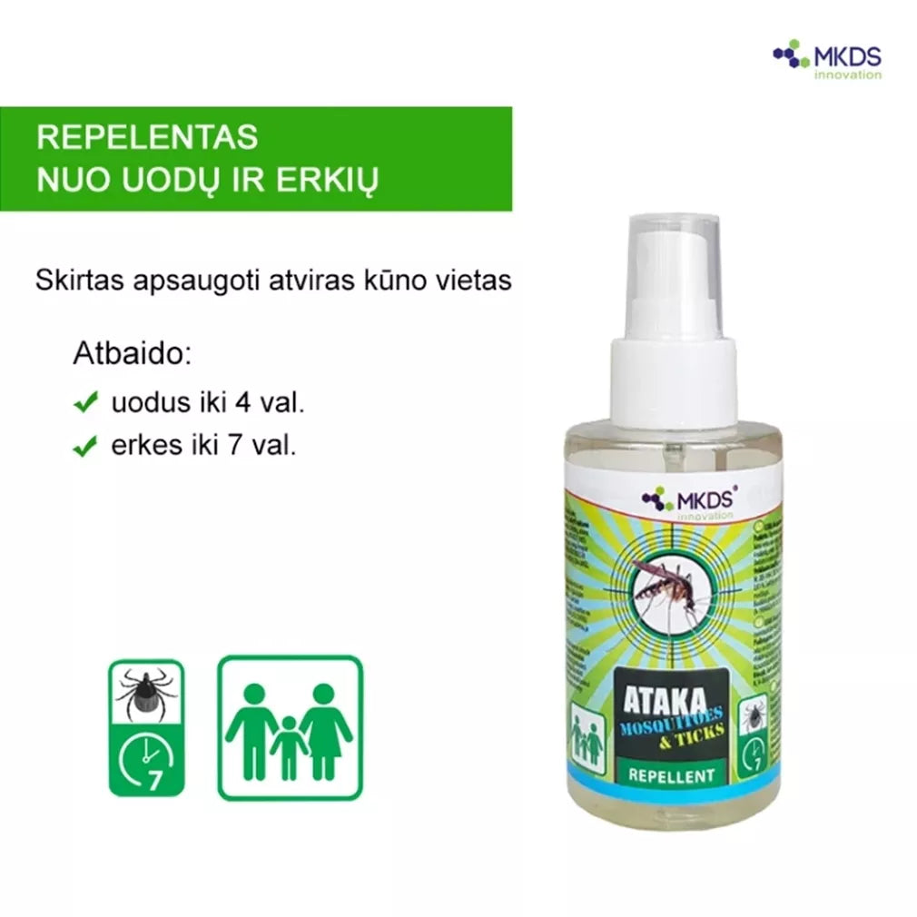 ATAKA Mosquitoes & Ticks – repelent proti komárom a kliešťom, 100 ml