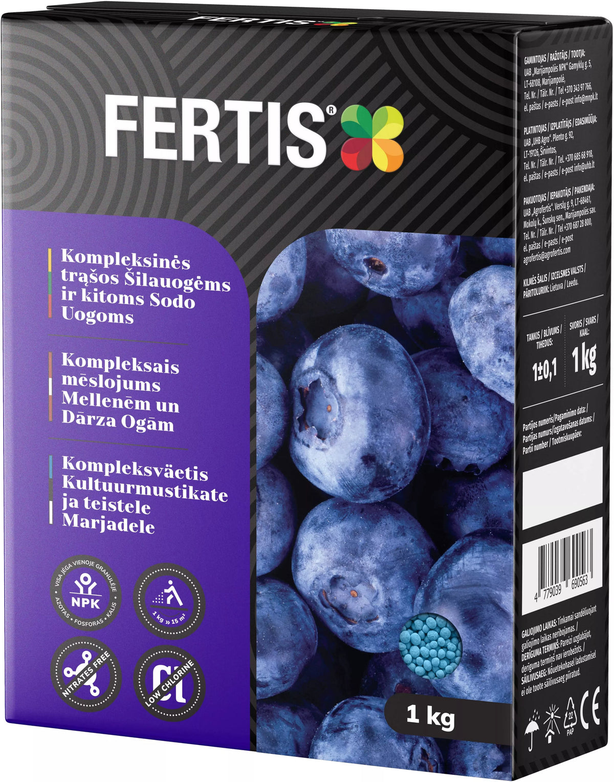 Komplexné hnojivo pre čučoriedky a iné záhradné bobule FERTIS, 1kg