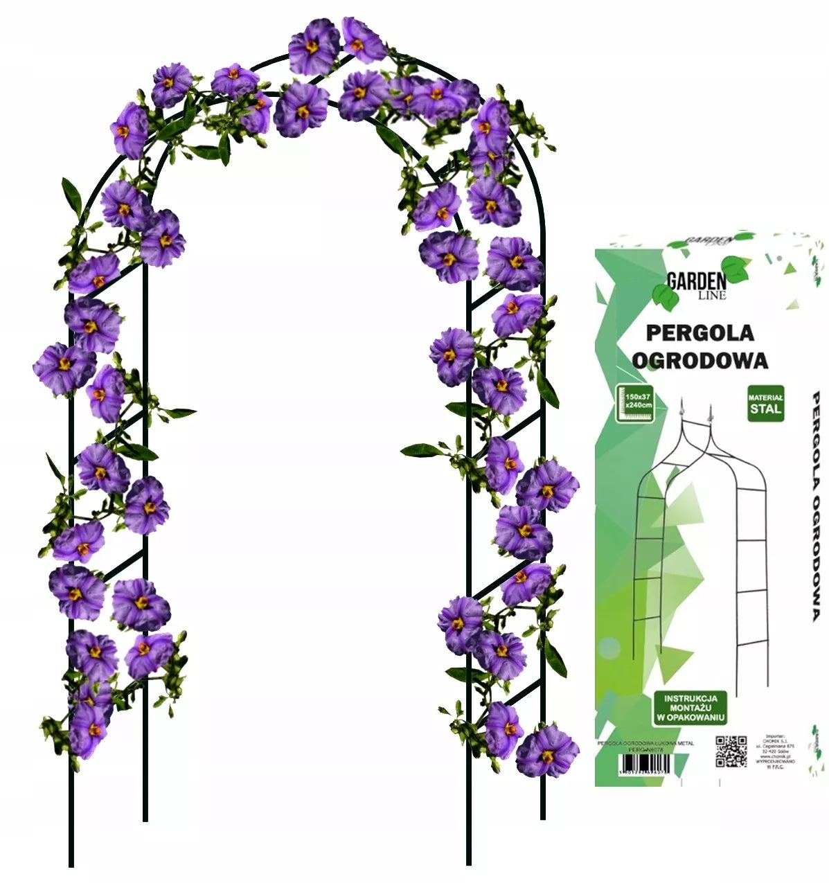 Kovová záhradná pergola na popínavé rastliny 140 × 38 × 240 cm