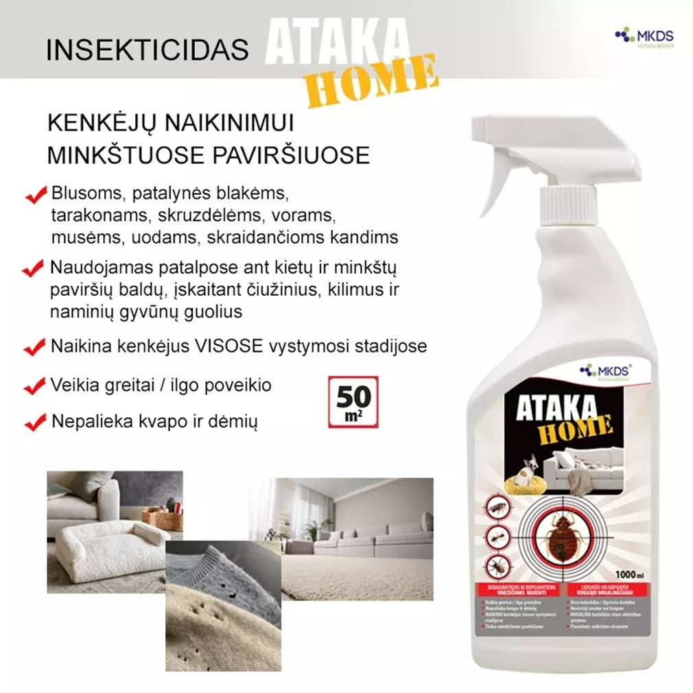 Ataka HOME insekticíd na hubenie hmyzu v kobercoch, matracoch, 1L