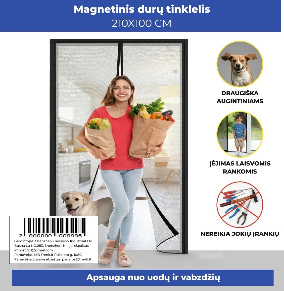 Vysokokvalitná magnetická sieťka na dvere 210 × 100 cm