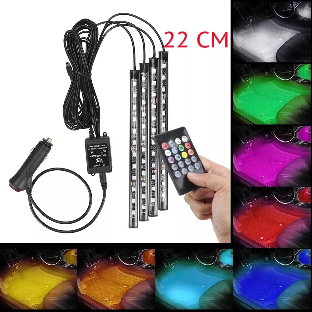 LED RGB tyčinky do auta 22CM