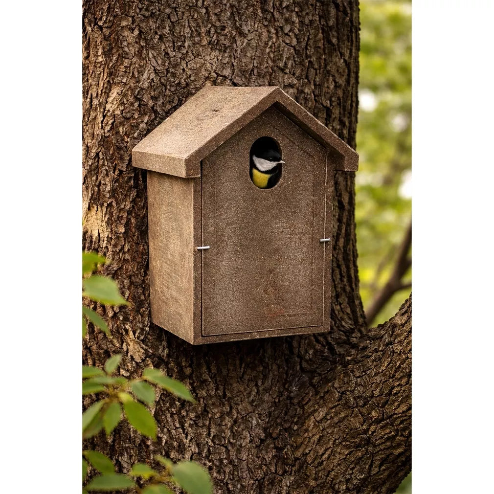 Búdka pre sýkorky z polymérového dreva s oválnym vstupom 5 × 3 cm