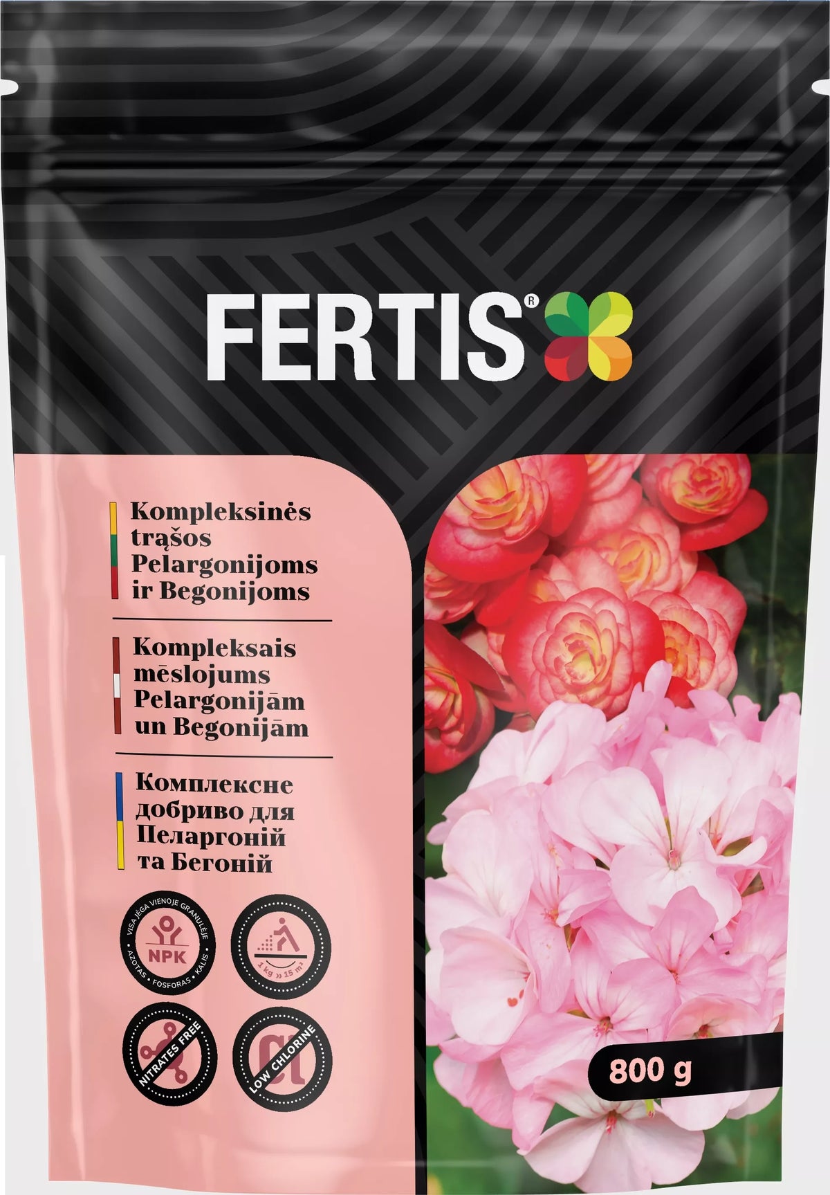 Komplexné hnojivo pre pelargónie a begónie FERTIS, 800g
