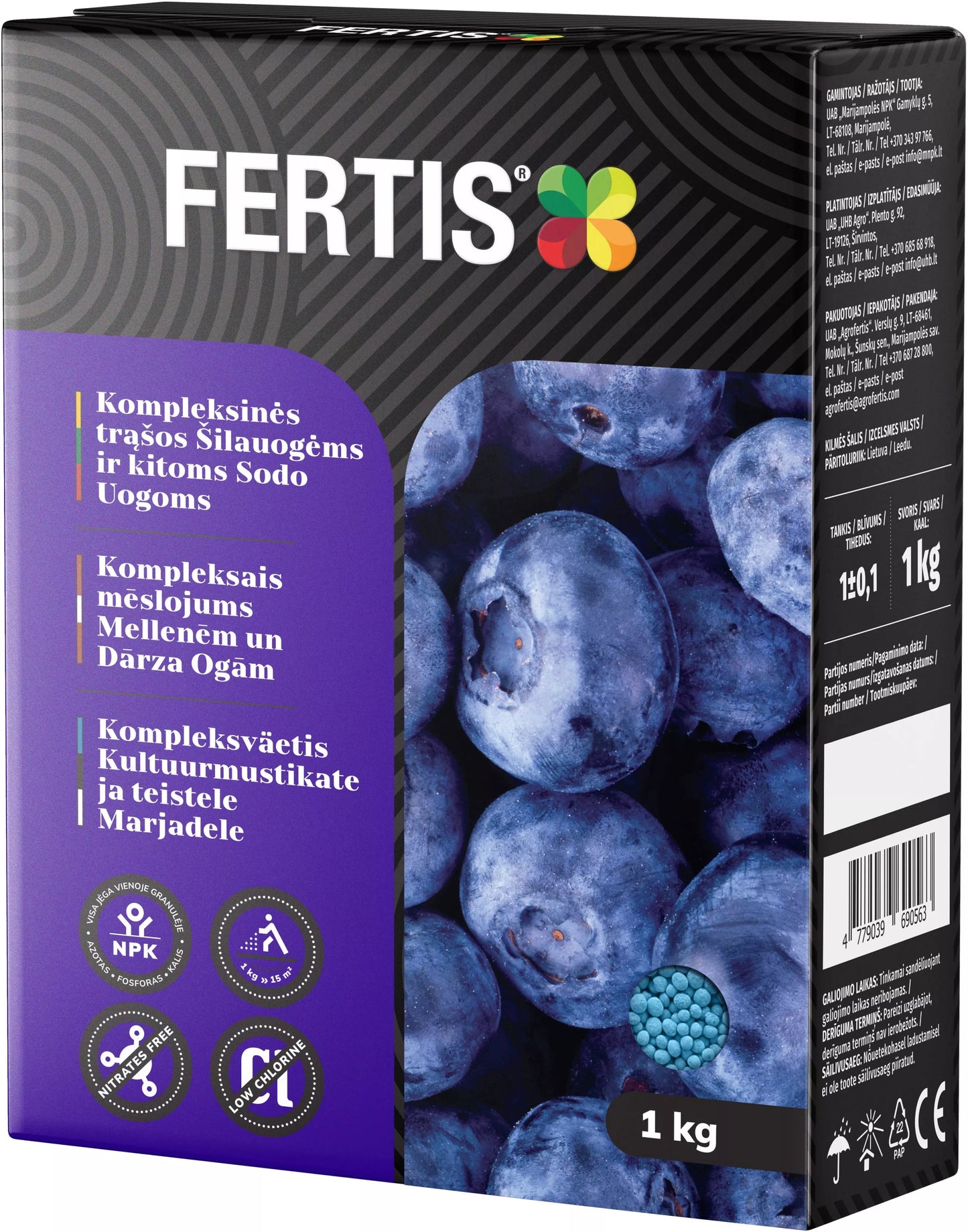 Komplexné hnojivo pre čučoriedky a iné záhradné bobule FERTIS, 1kg