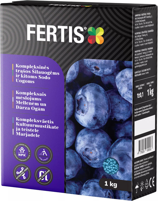 Komplexné hnojivo pre čučoriedky a iné záhradné bobule FERTIS, 1kg