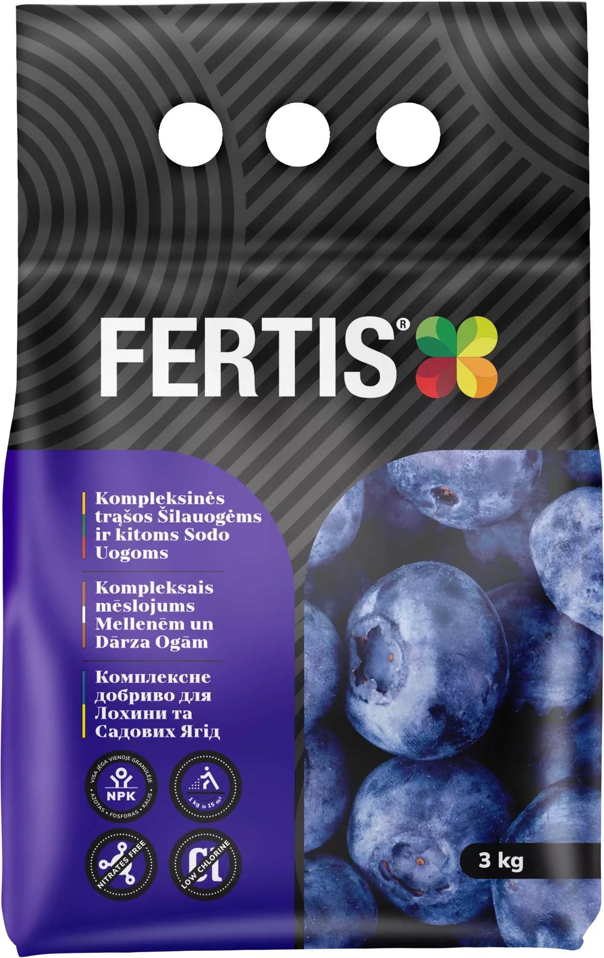 Komplexné hnojivo pre čučoriedky a ďalšie záhradné bobule FERTIS, 3kg