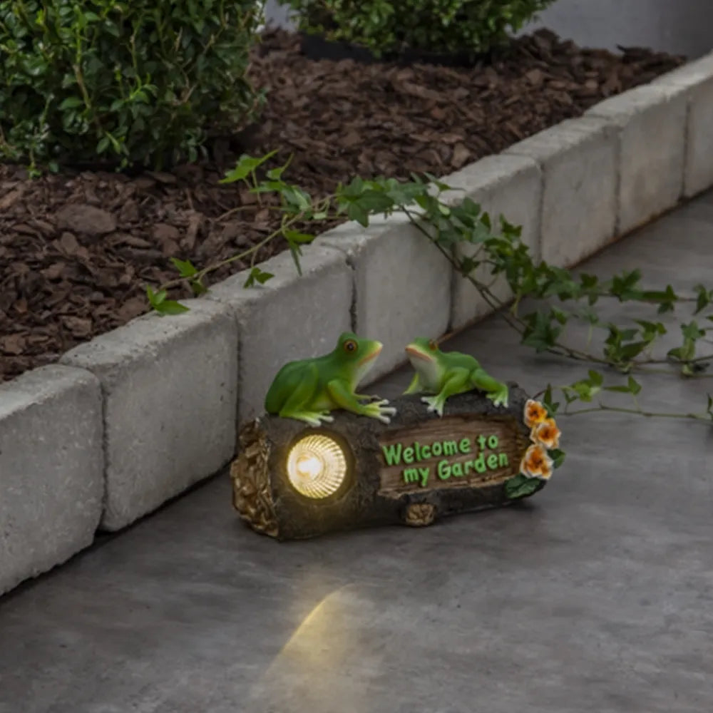 Vonkajšia LED lampa „Frogy“ so solárnym panelom (24 × 14 cm)
