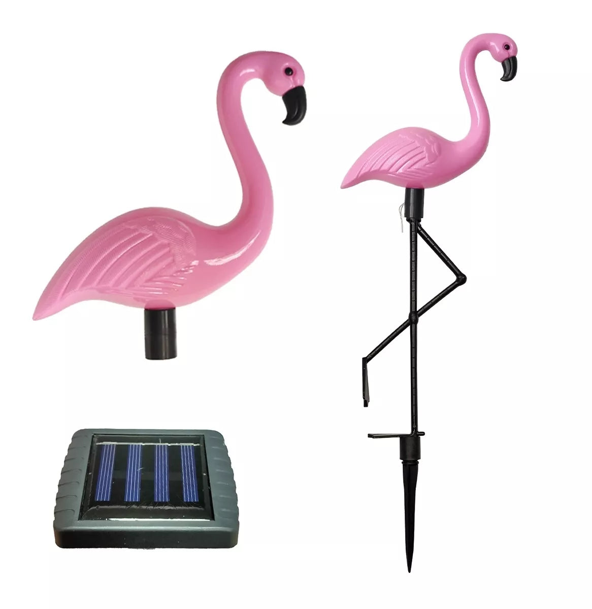 LED solárne záhradné lampy – plameniak
