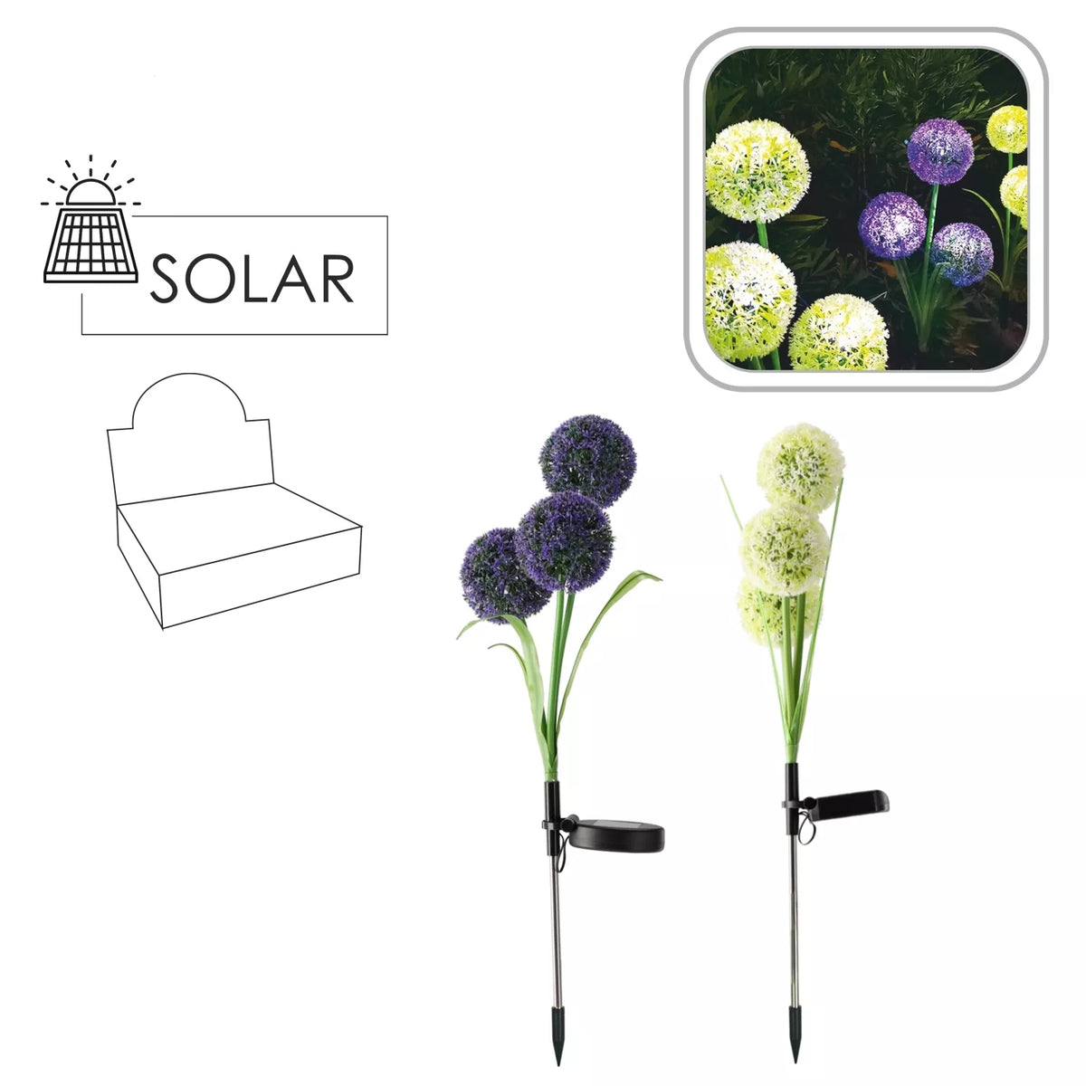 LED záhradná dekorácia „cesnak“, 68 cm