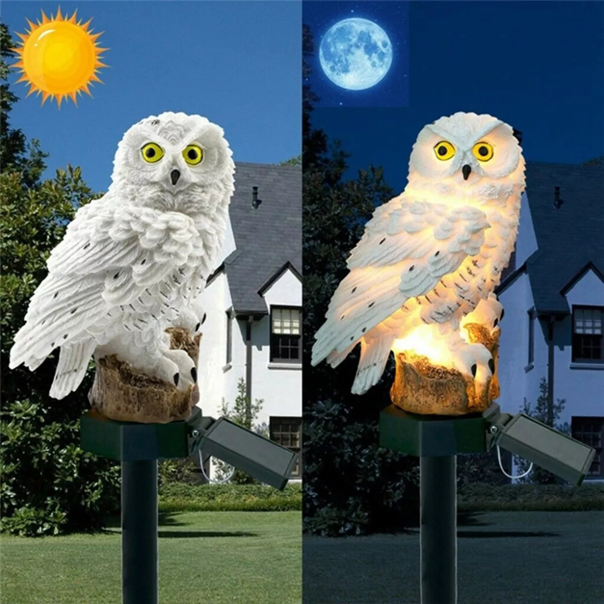 LED záhradná lampa v tvare sovy