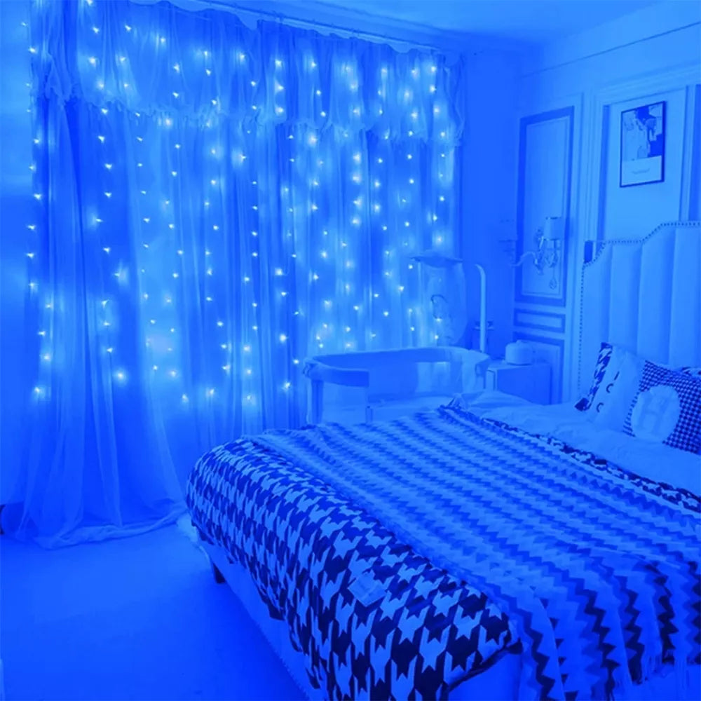 LED USB Záclona - Girlanda, modrá