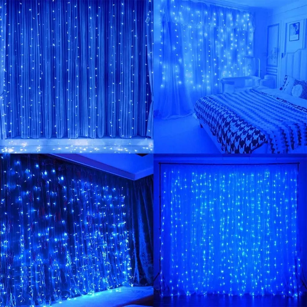 LED USB Záclona - Girlanda, modrá