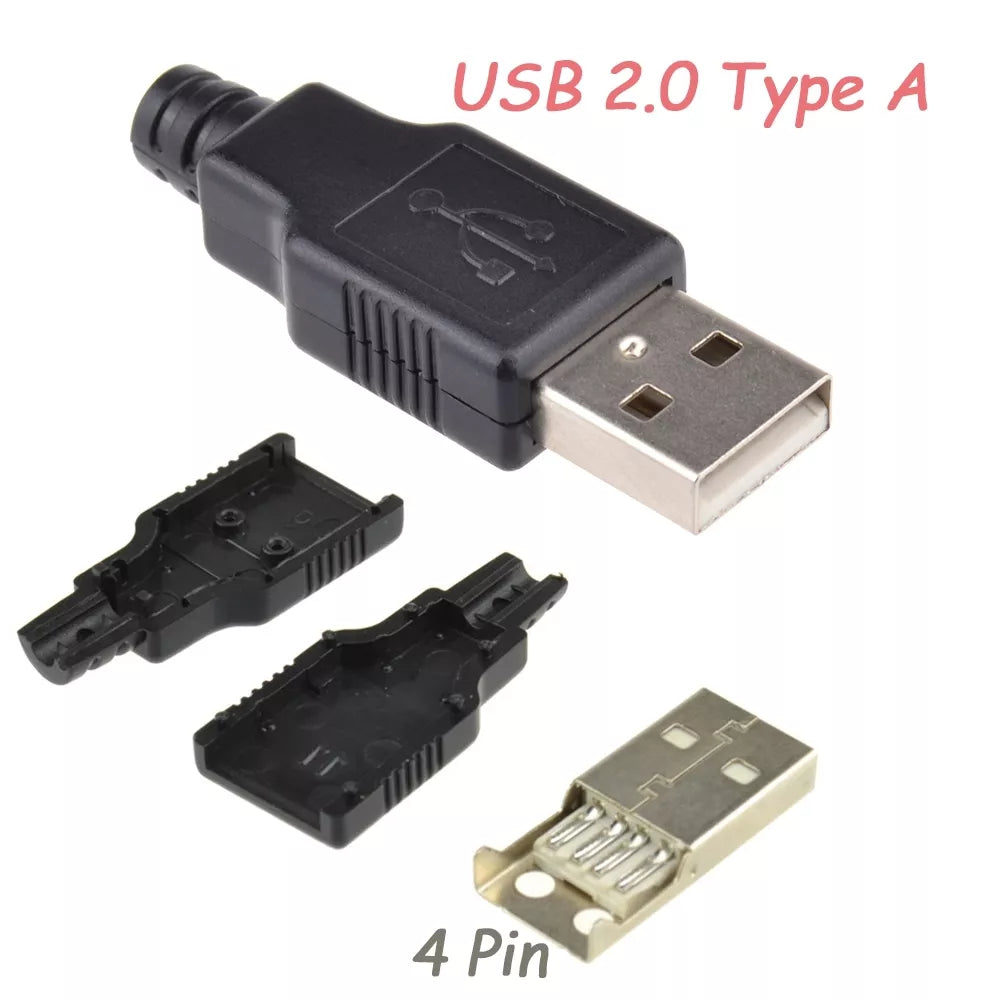 Spájkovateľná zásuvka USB Type-A A 2.0 Male 4 Pin Plug