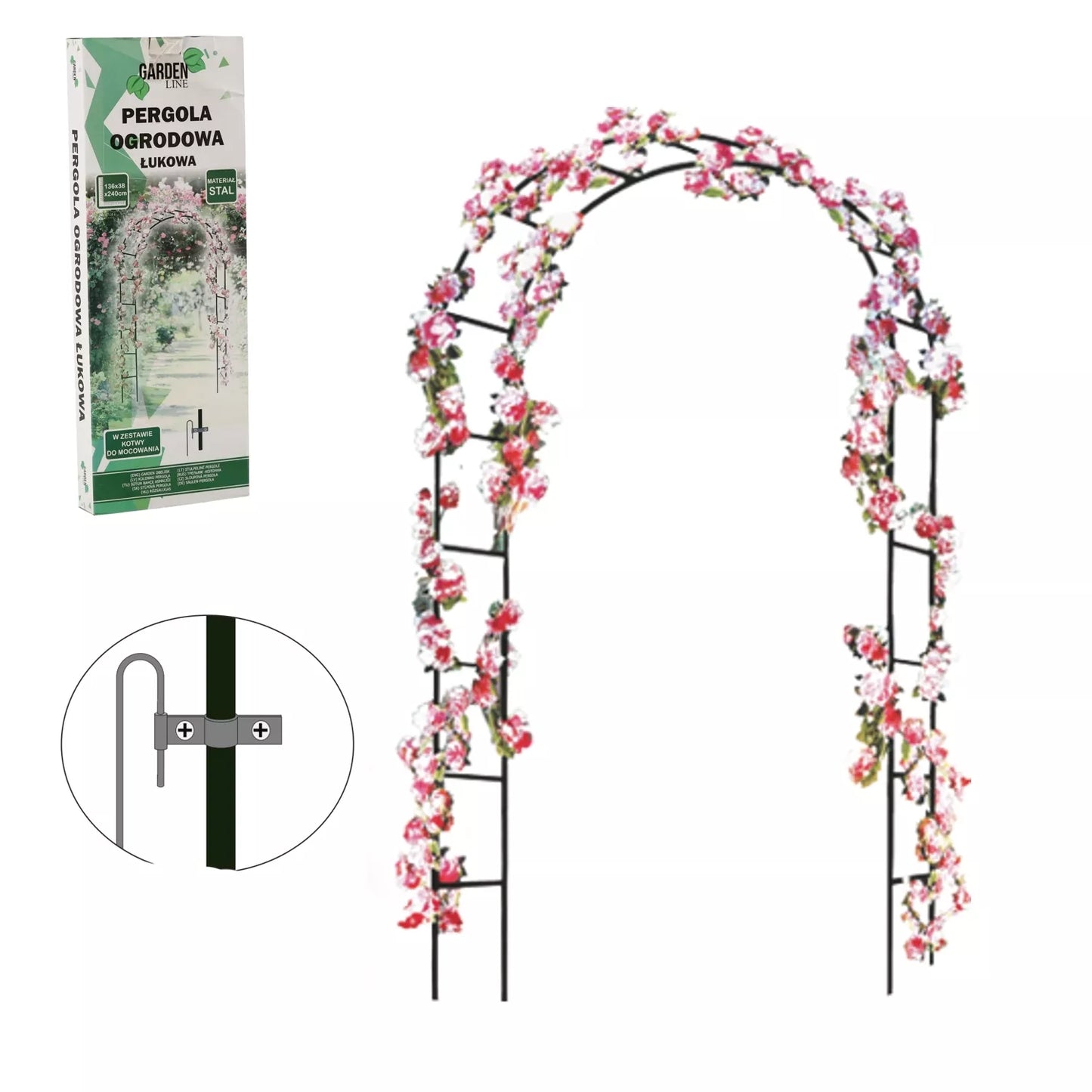 Kovová záhradná pergola na popínavé rastliny 140 × 38 × 240 cm