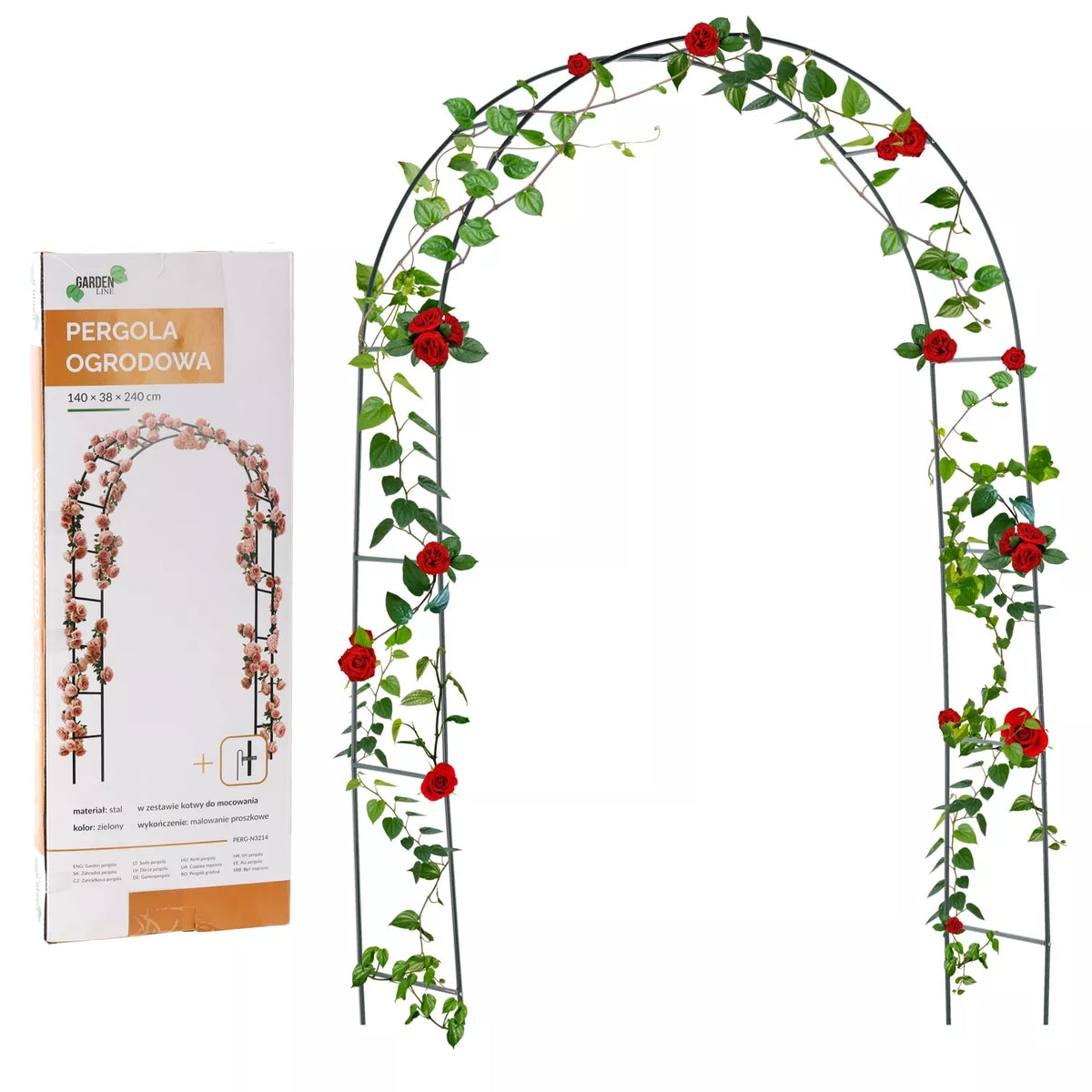 Kovová záhradná pergola na popínavé rastliny 140 × 38 × 240 cm