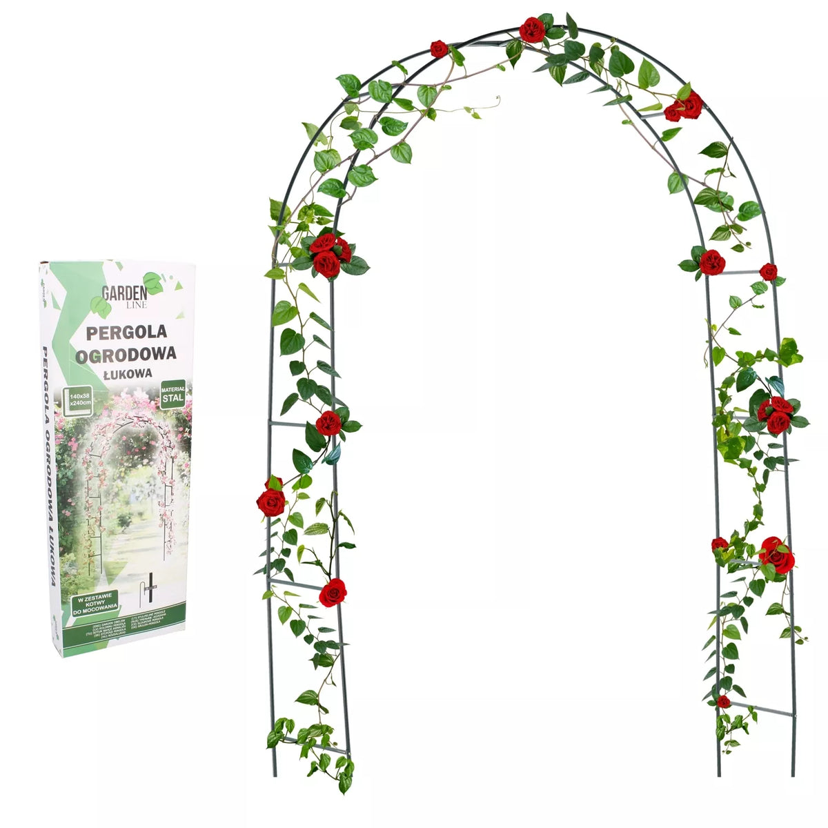 Kovová záhradná pergola na popínavé rastliny 140 × 38 × 240 cm