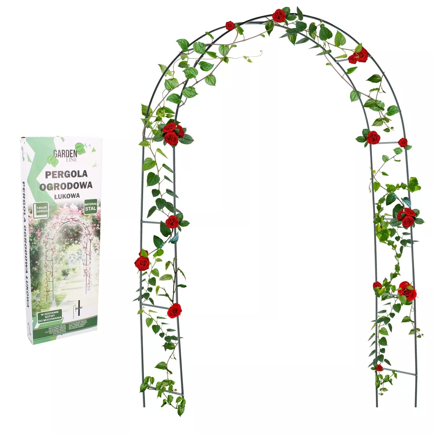 Kovová záhradná pergola na popínavé rastliny 140 × 38 × 240 cm