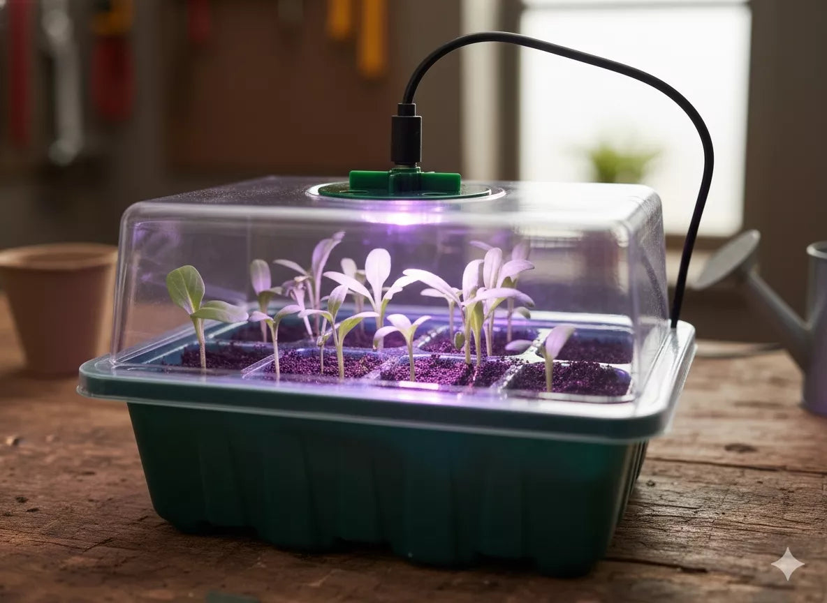 Mini sada skleníkov na klíčenie so LED osvetlením – 3 ks.