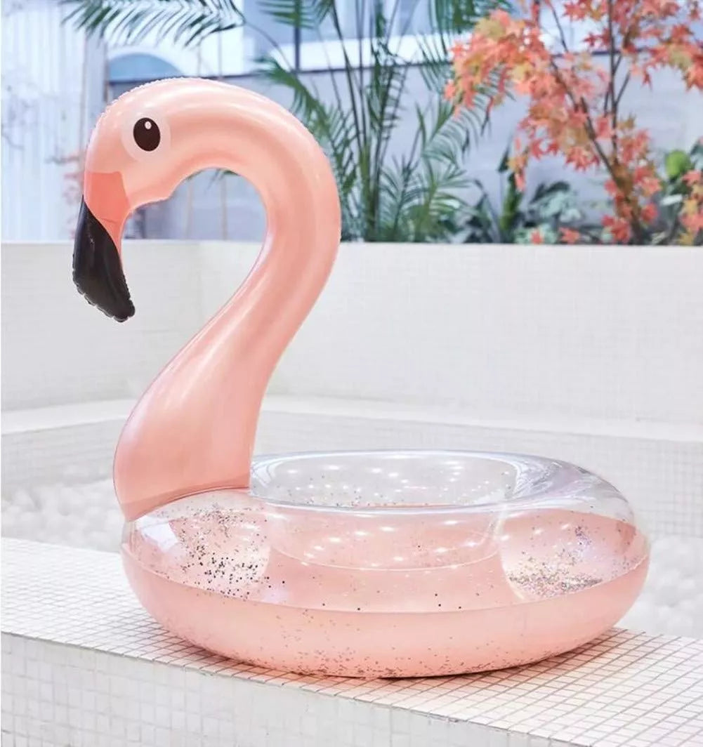 Plávací kruh s trblietkami „Flamingo“