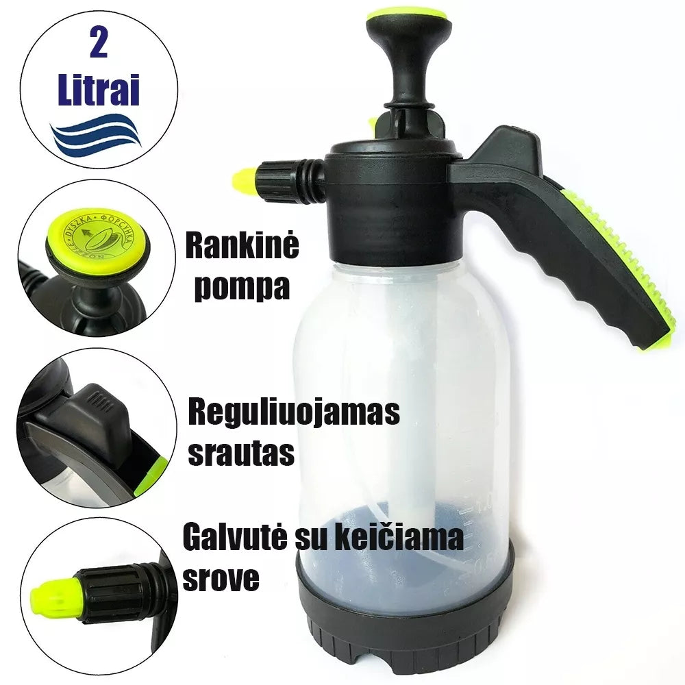 Ručný tlakový záhradný postrekovač 2 l (priehľadný)