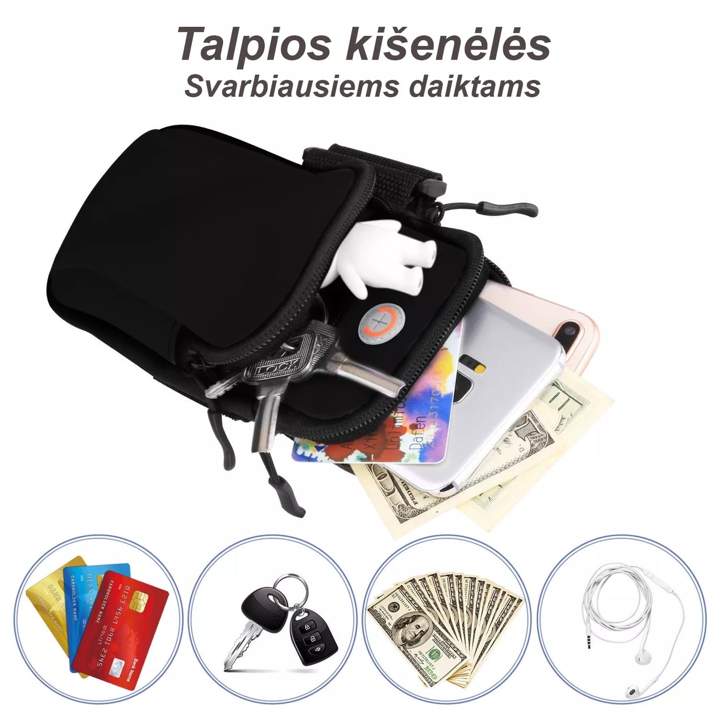 Náramková peňaženka - športové puzdro na telefón - Neónová (žltá)