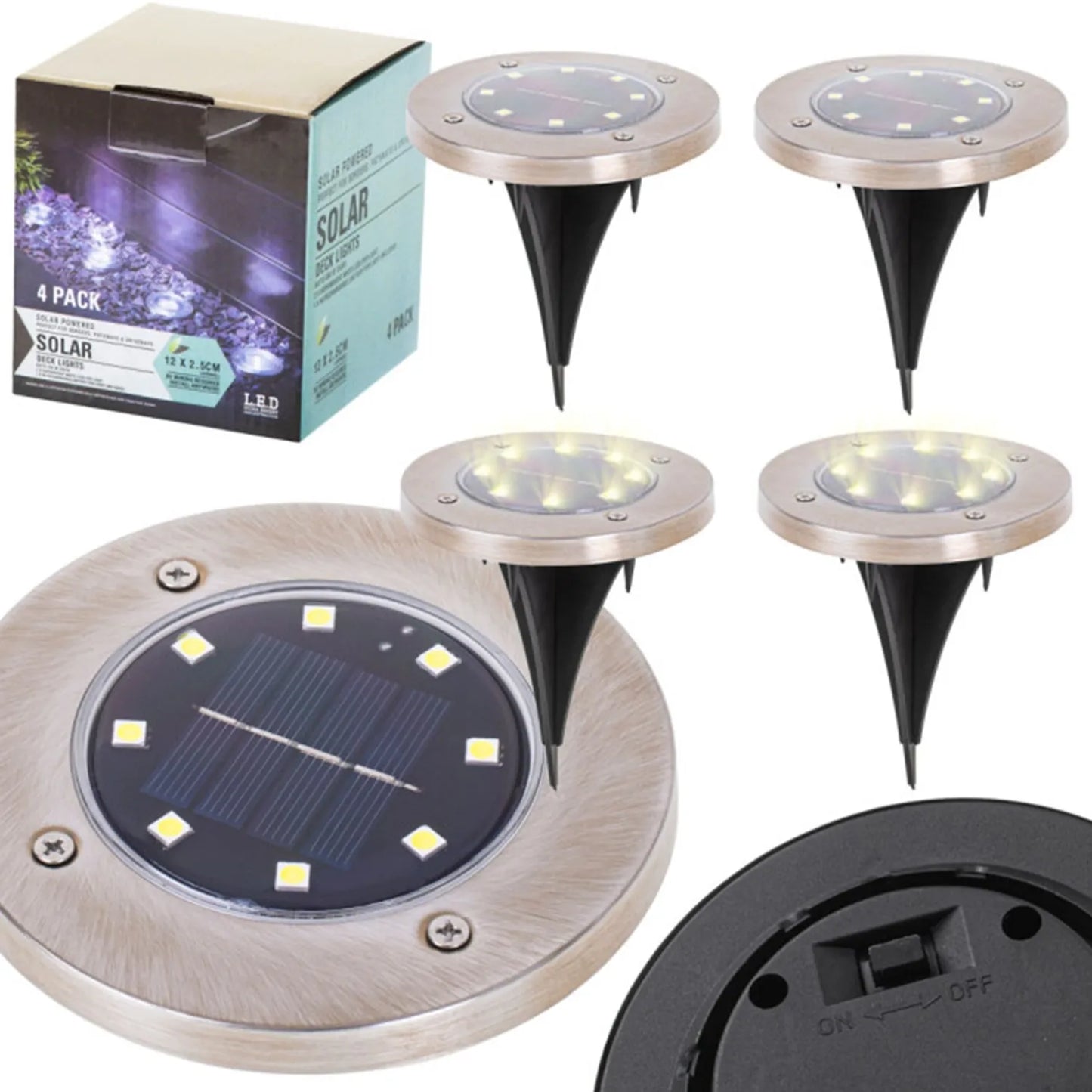 Solárne nabíjateľné zapichovacie záhradné LED lampy (4 ks)