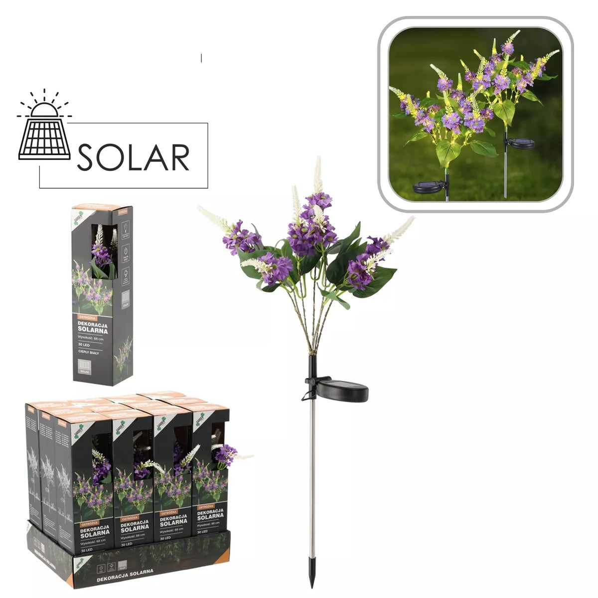 Solárne napájaná dekoratívna LED lampa „Pentinius“, 68 cm