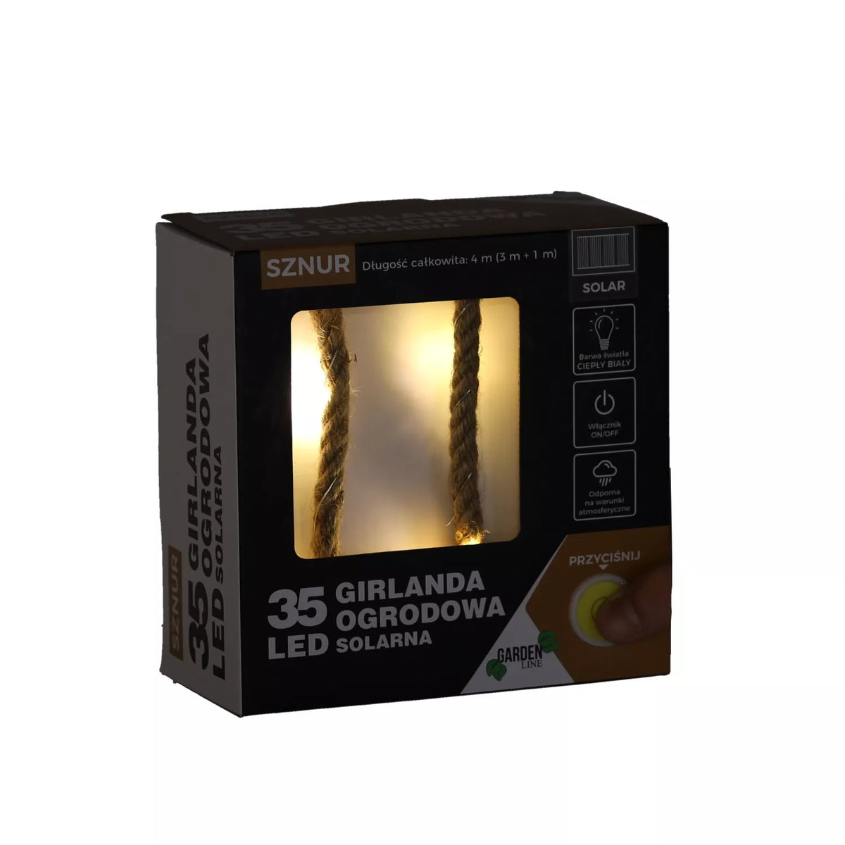 Solárne napájaný LED svetelný reťazec, 35 LED, 4 m, teplá biela