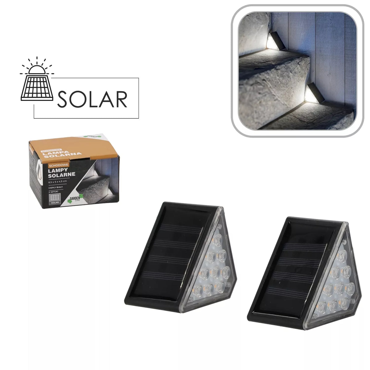 LED SCHODISKOVÉ SVETLÁ NA SOLÁRNU ENERGIU (2 KS)