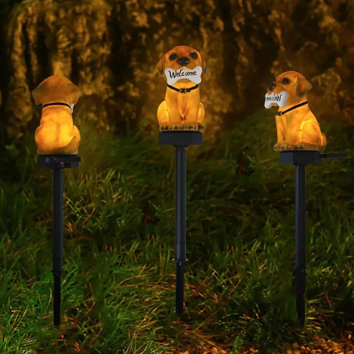 Solárna LED lampa "Pes s kosťou"