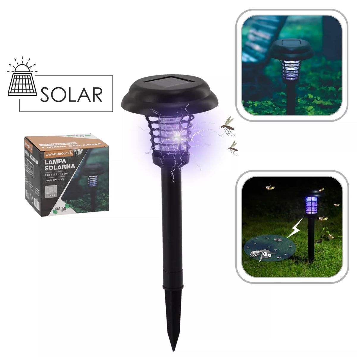 Solárna lampa proti hmyzu s UV funkciou, 42 cm