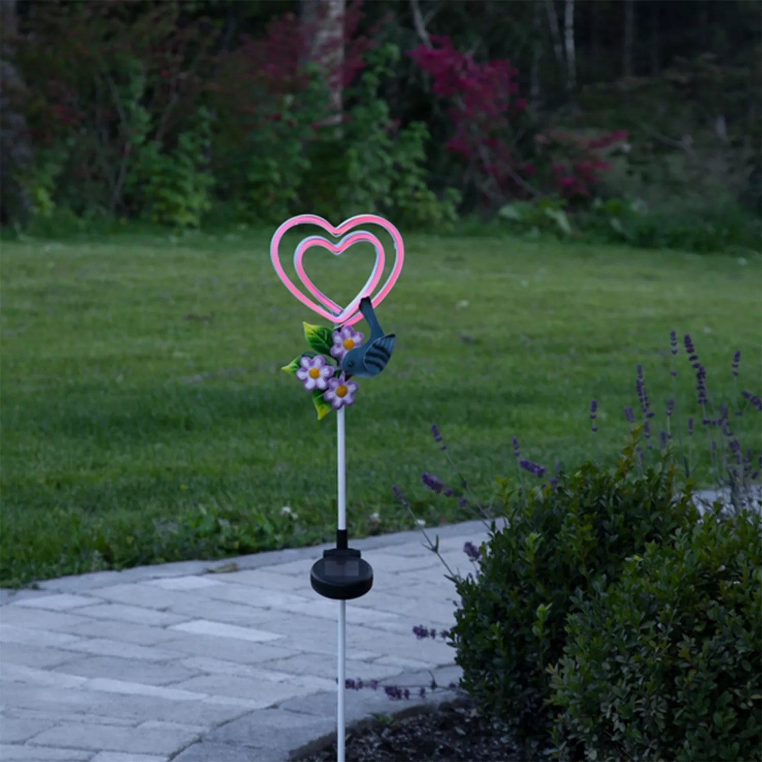 Solárna lampa „Srdce s vtáčikom“