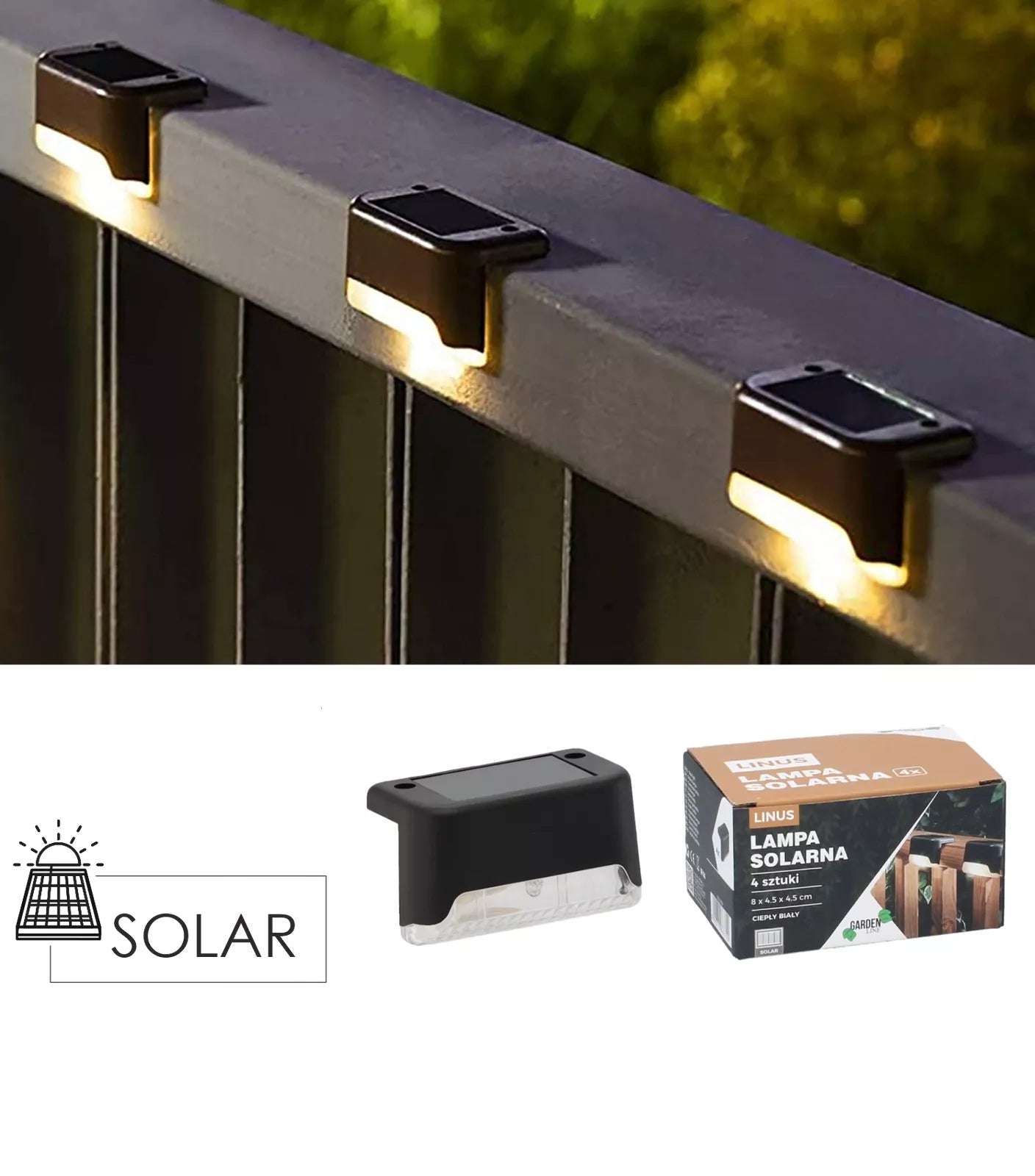 Súprava solárnych svietidiel „Linus“ – 4 ks, LED, teplé biele svetlo