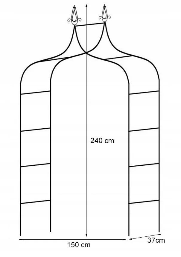 Záhradná pergola na rastliny 150 × 37 × 240 cm, kovová, čierna