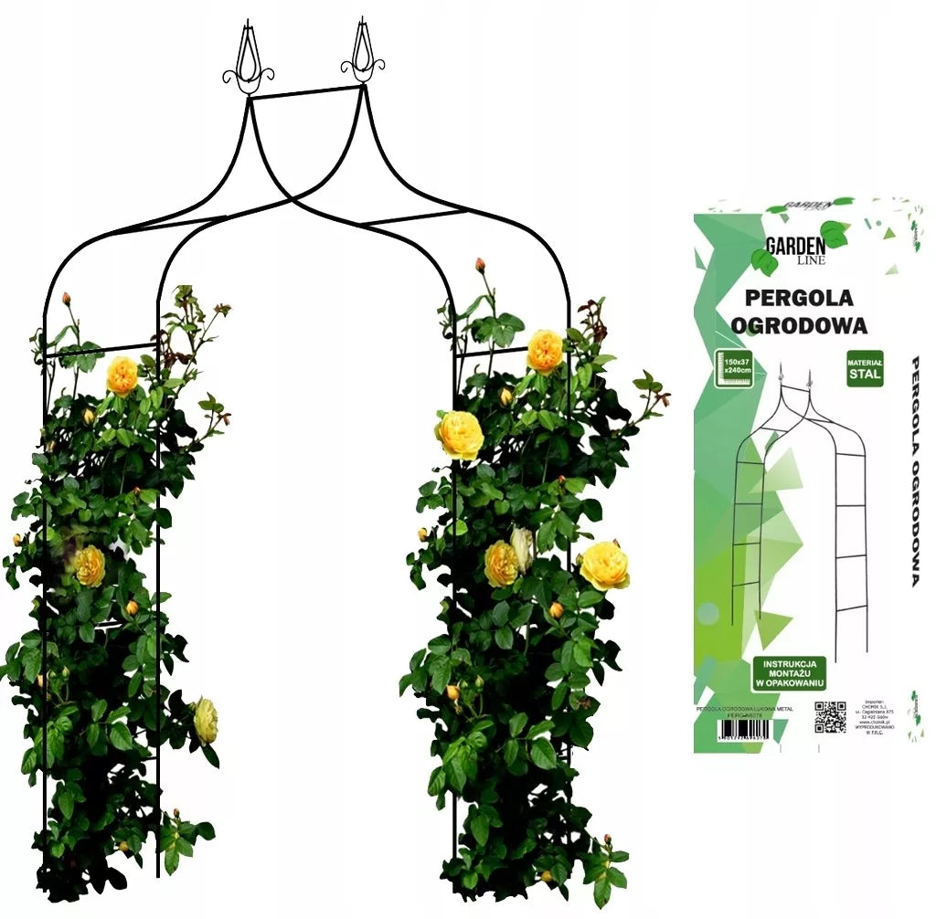 Záhradná pergola na rastliny 150 × 37 × 240 cm, kovová, čierna