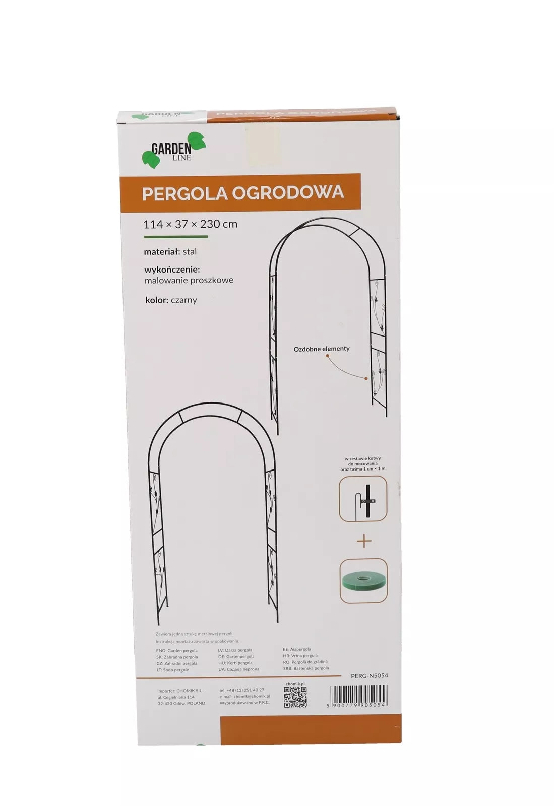 Záhradná pergola s dekoráciami 114 × 37 × 230 cm