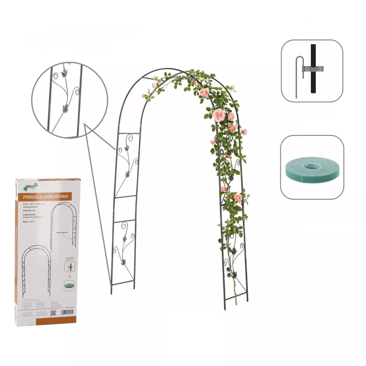 Záhradná pergola s dekoráciami 114 × 37 × 230 cm