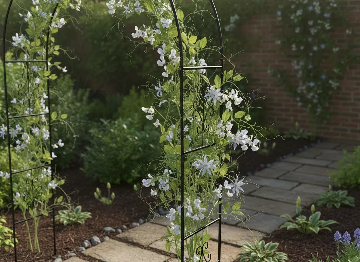 Záhradná pergola s dekoráciami 114 × 37 × 230 cm