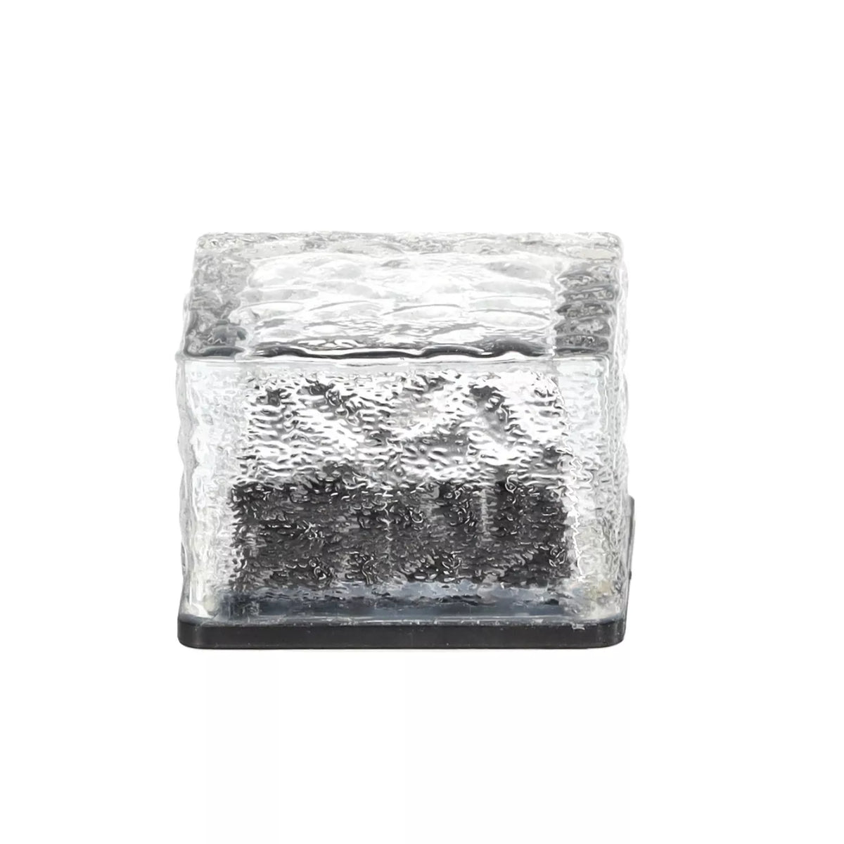 Sklenená solárna lampa – kocka 7 × 7 × 5 cm, studená biela LED
