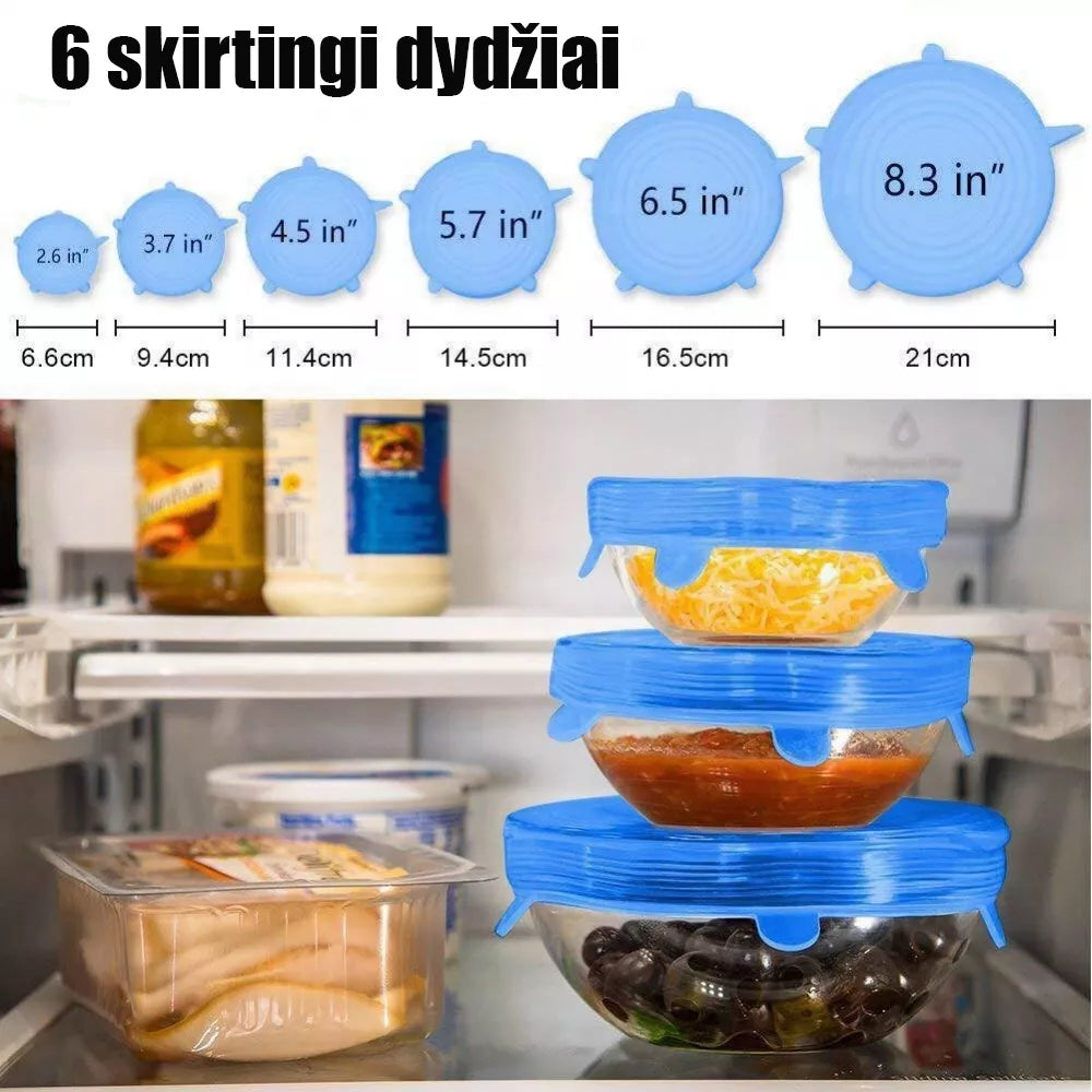 SADA PRUŽNÝCH SILIKÓNOVÝCH VIEČOK (6 KS)