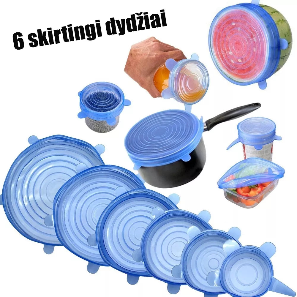 SADA PRUŽNÝCH SILIKÓNOVÝCH VIEČOK (6 KS)