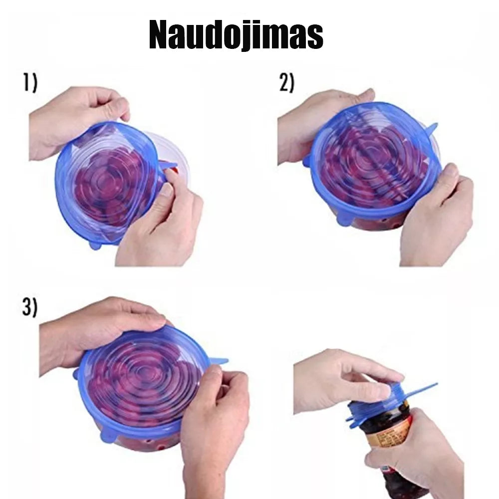 SADA PRUŽNÝCH SILIKÓNOVÝCH VIEČOK (6 KS)