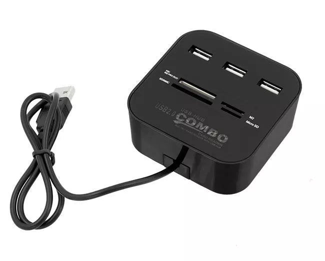 USB rozbočovač s čítačkou kariet