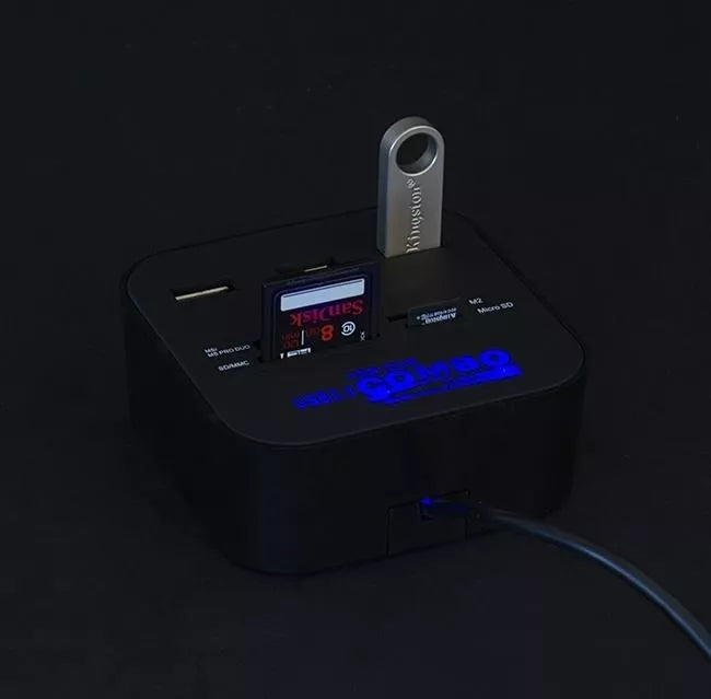 USB rozbočovač s čítačkou kariet