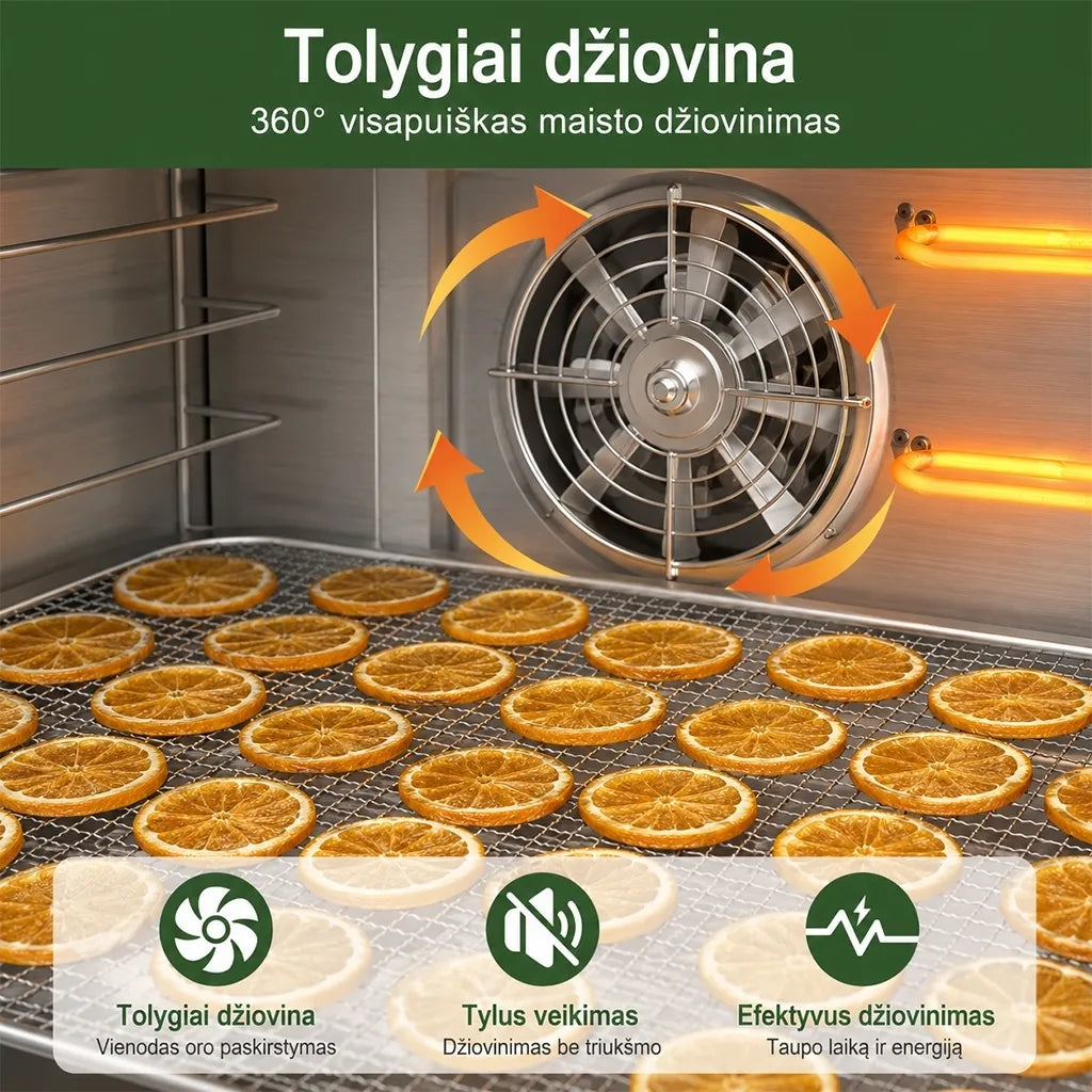 Vaisių ir maisto džiovyklė 600 W, 10 padėklų, nerūdijančio plieno