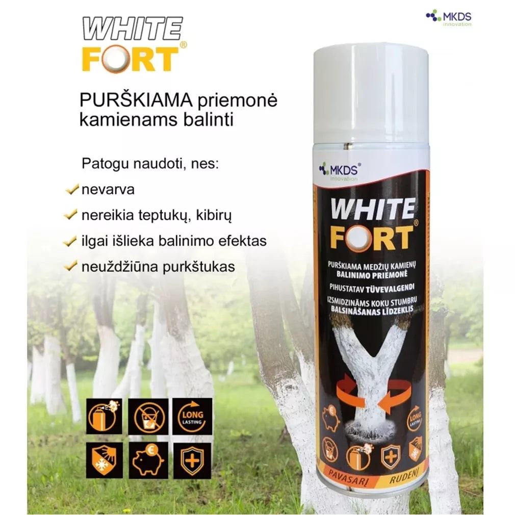 WHITE FORT sprejový prípravok na bielenie kmeňov, 500 ml