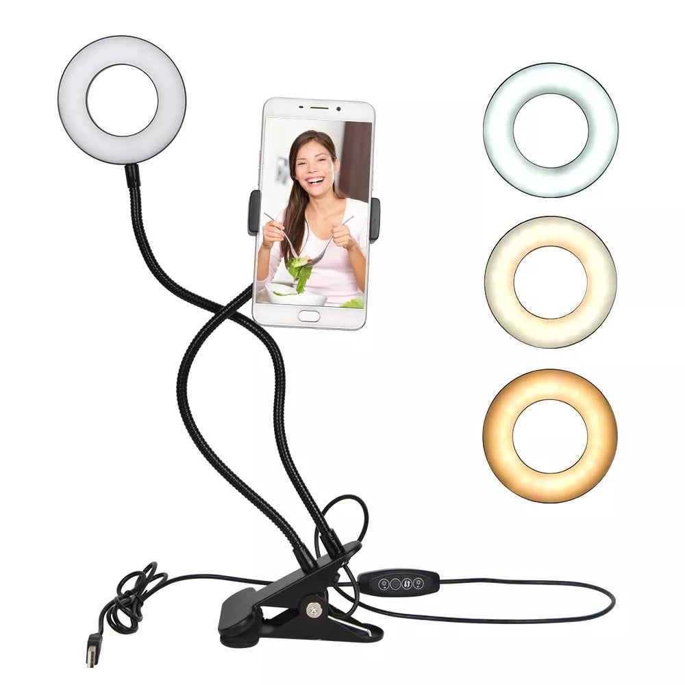 LED stolová lampa v tvare prsteňa